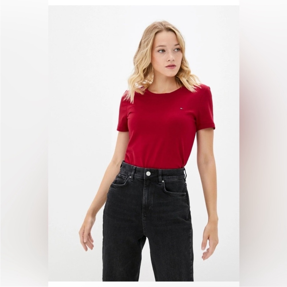 Tommy Hilfiger Red Short Sleeve Blouse
